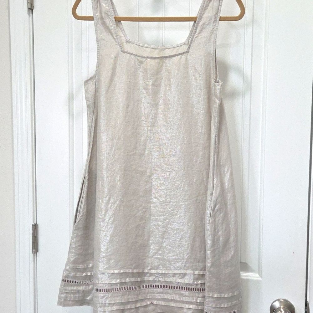 - C&C California Sleeveless Artesian 100% Linen Embroderied Midi Dress Small - Picture 6 of 6